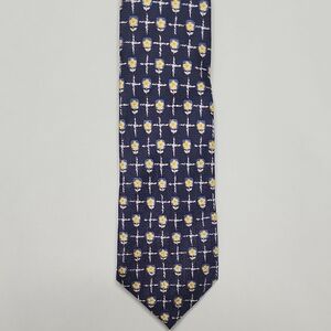 Bullock & Jones Elegant Navy and Yellow Floral Silk Men's Tie